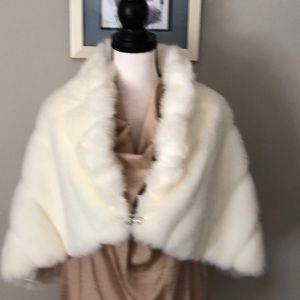 Faux fur white cape/stole